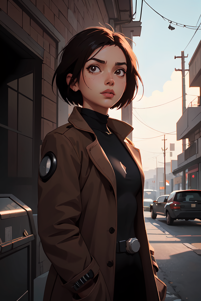 407542-3791023027-a cyborg girl, battle angel alita, black turtle neck tank top, long brown coat, glowing, (art by Ilya Kuvshinov) shadow, dramati.png